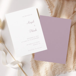 Invitation Élégant Classique Mariage Poussiéreux Mauve & Blan