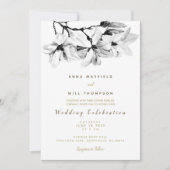 Invitation Élégant classique moderne chic Mariage or floral (Devant)