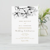 Invitation Élégant classique moderne chic Mariage or floral (Debout devant)