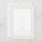 Invitation Élégant Classique Monogramme À Rayures Sage Double (Dos)