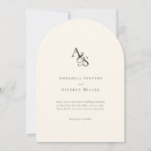 Invitation Élégant, Classique, Monogramme, Beige, Mariage Arc (Devant)