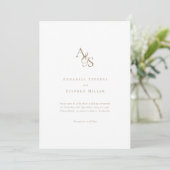 Invitation Élégant, Classique, Monogramme, Blanc, Mariage (Debout devant)