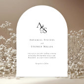 Invitation Élégant, Classique, Monogramme, Blanc, Mariage