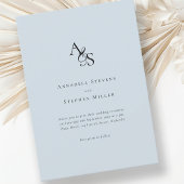 Invitation Élégant, Classique, Monogramme, Bleu clair, Mariag
