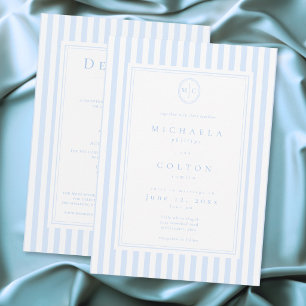 Invitation Élégant Classique Monogramme Double Face à Rayures