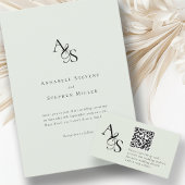 Invitation Élégant, Classique, Monogramme, Vert clair, Mariag