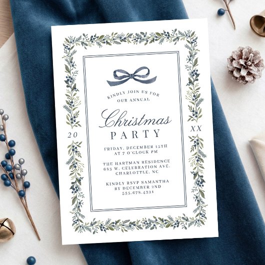 Invitation Élégant Classique Noël Botanique Fêtes de fin d'an