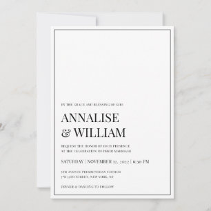 Invitation Élégant classique noir et blanc Mariage chrétien