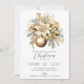 Invitation Élégant classique or vert luxe Noël (Devant)