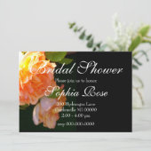 Invitation Elégant classique pêche orange rose floral (Debout devant)