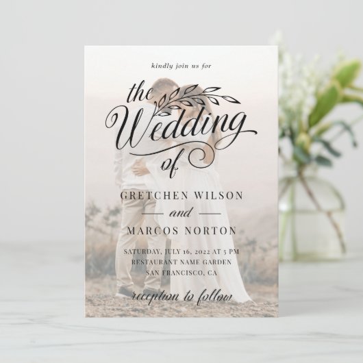 Invitation Élégant classique personnalisé photo Mariage (Debout devant)