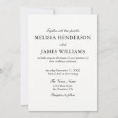 Invitation Élégant classique photo Mariage blanc (Devant)