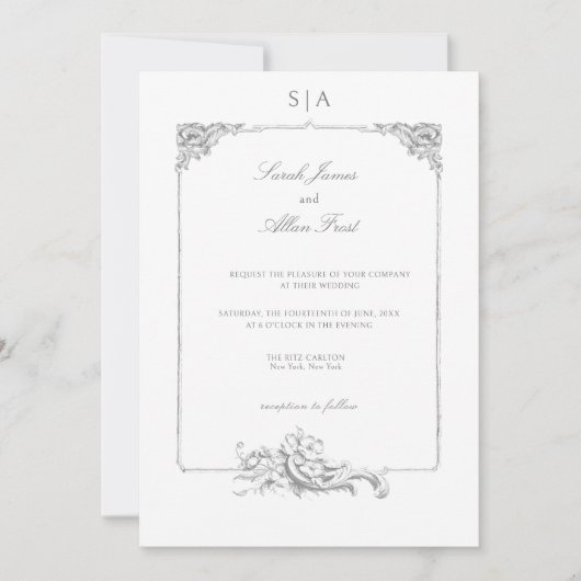 Invitation Élégant classique Rococo Floral (Devant)