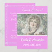 Invitation Élégant, classique rose doux 16 party photo (Devant / Derrière)