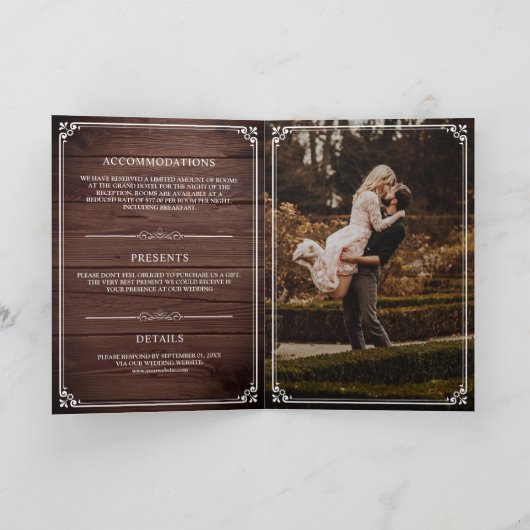 Invitation Élégant classique rustique grange Mariage Monogram (Intérieur)