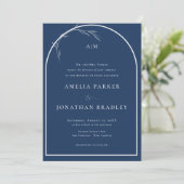 Invitation Élégant Classique Script Bleu | Mariage Formel (Debout devant)