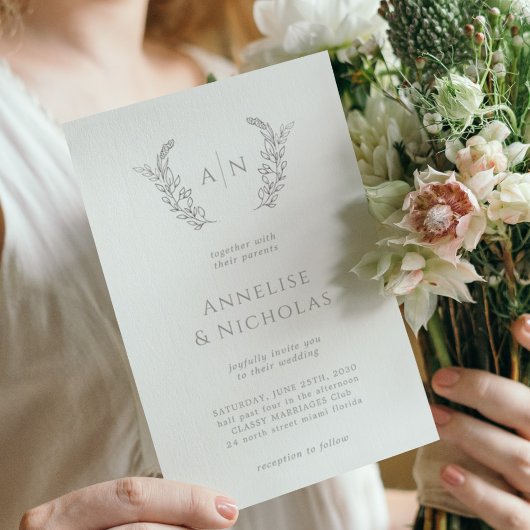 Invitation Élégant classique simple mariage de monogramme for