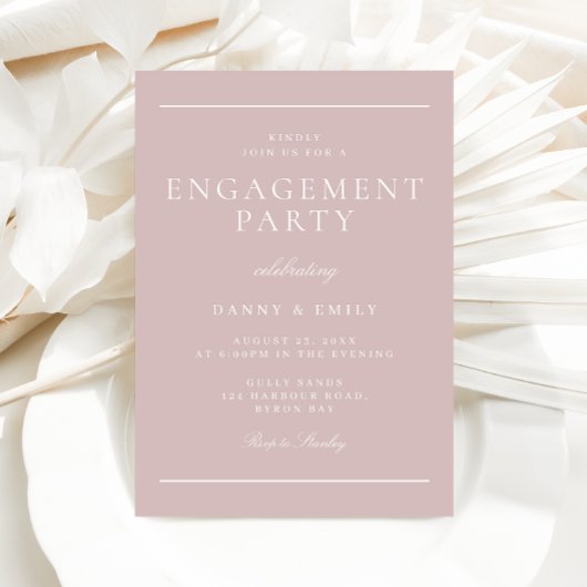 Invitation Élégant classique Soft Pink Minimal Engagement Par