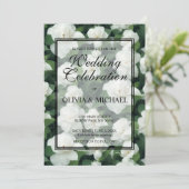 Invitation Élégant classique vert botanique blanc floral (Debout devant)