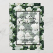 Invitation Élégant classique vert botanique blanc floral (Devant / Derrière)