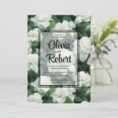 Invitation Élégant classique vert botanique blanc floral (Debout devant)