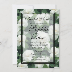 Invitation Élégant classique vert botanique blanc floral