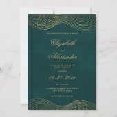 Invitation Élégant classique vert foncé mariage géométrique (Devant)