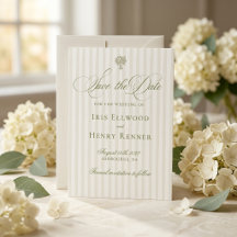 Élégant Classique Vert Sauge & Beige Save The Date