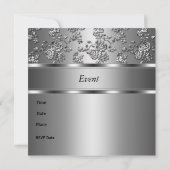 Invitation Elegant Classy Argent Embossé Floral (Dos)