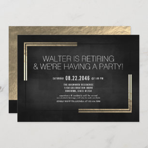 Invitation Élégant Classy Black/Gold Retraite Party