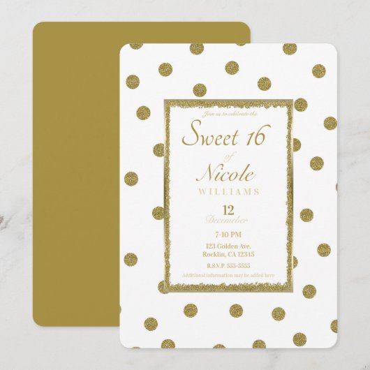 Invitation Élégant Classy & Chic White Gold Sweet 16 Party (Devant / Derrière)