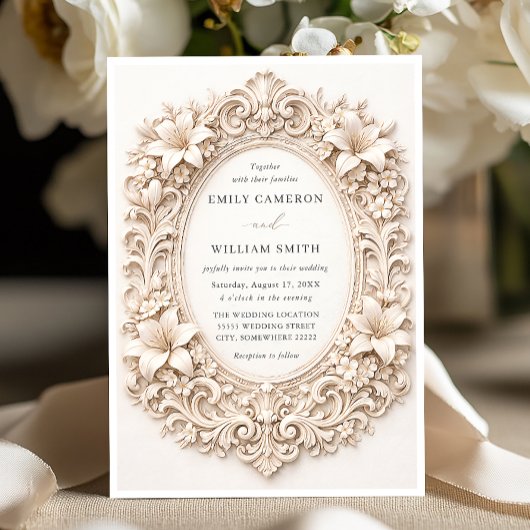 Invitation Elegant Classy Floral Baroque Frame Wedding