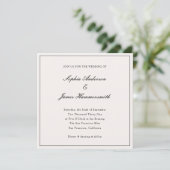 Invitation Élégant Classy Formal Cadre Noir Mariage de script (Debout devant)