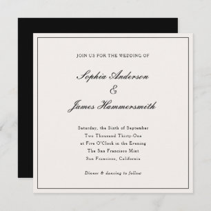 Invitation Élégant Classy Formal Cadre Noir Mariage de script