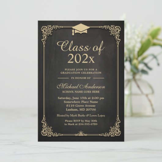 Invitation Élégant Classy Graduation (Debout devant)