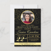 Invitation Élégant Classy Graduation Golden sparkles 2 Photos (Devant)