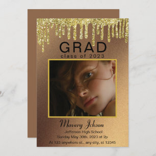 Invitation Élégant Classy Graduation parties scintillant d'or