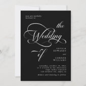 Invitation Élégant Classy Mariage Noir (Devant)