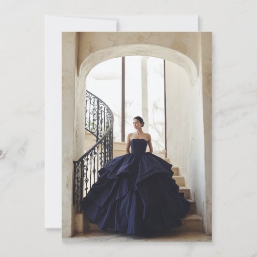 Invitation Elégant Classy Navy Blue Quinceañera 15e anniversa (Dos)