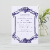 Invitation Elegant Classy Navy Blue Quinceañera 15th Birthday (Debout devant)
