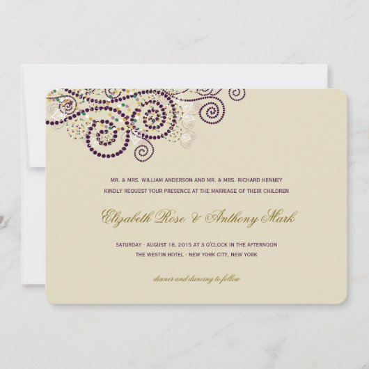 Invitation Elégant Classy Purple Boho Spirales Mariage Invite (Devant)