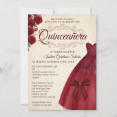 Invitation Elegant Classy Quinceanera 15th birthday Burgundy (Devant)
