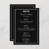 Invitation Elégant Classy Simple Black Mariage Menu (Devant / Derrière)