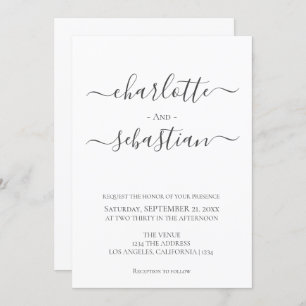 Invitation Elegant Classy Simple Typographie Style Mariage