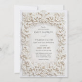 Invitation Elegant Classy White Baroque Frame Wedding (Devant)