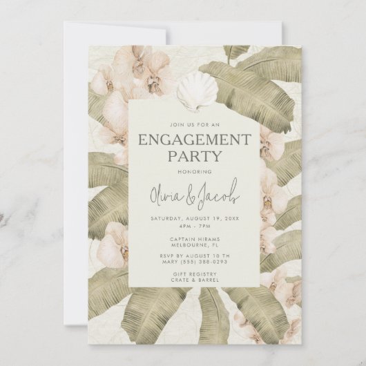 Invitation Elegant Coastal Beach Engagement Party  (Devant)