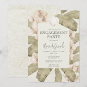 Invitation Elegant Coastal Beach Engagement Party  (Devant / Derrière)