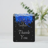 Invitation Elégant Cobalt Bleu Coeur Feutre Arbre Merci (Debout devant)