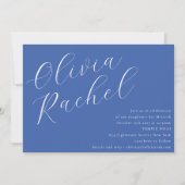 Invitation Élégant Cobalt Bleu Script Bat mitzvah minimal (Devant)