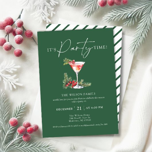 Invitation Élégant cocktail d'aquarelle Noël